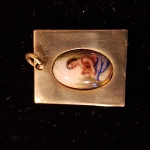 Antique painted porcelain pendant/charm